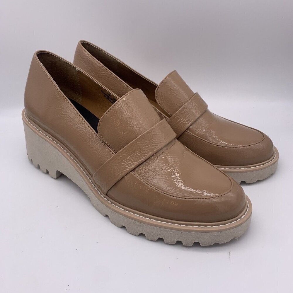 Dolce Vita Shoes Womens 11 M Henri Platform Loafers Tan Faux Patent Leather Shoe